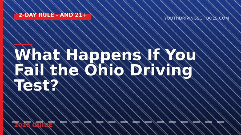 What happens if you fail the Ohio driving test, two-day retake rule explained by Youth Driving Schools